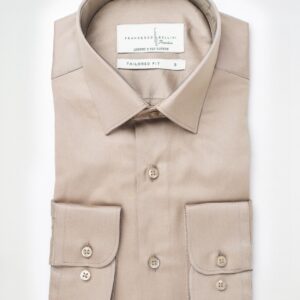 Chemise Ajustée En Satin – Taupe