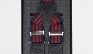 Bretelle Elastique Rayé Réglable – Bleu Marine / Bordeaux