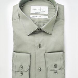 Chemise Ajustée En Satin – Vert