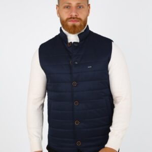 Gilet Matelassé Animé De Surpiqûres horizontale - Bleu Marine