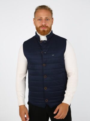 Gilet Matelassé Animé De Surpiqûres horizontale - Bleu Marine