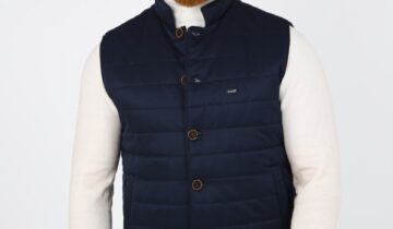 Gilet Matelassé Animé De Surpiqûres horizontale – Bleu Marine
