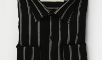 Chemise Ajustée à Rayures Contrastées – Noir