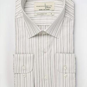 Chemise Ajustée à Rayures Fines - Gris / Noir