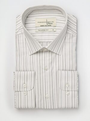 Chemise Ajustée à Rayures Fines - Gris / Noir