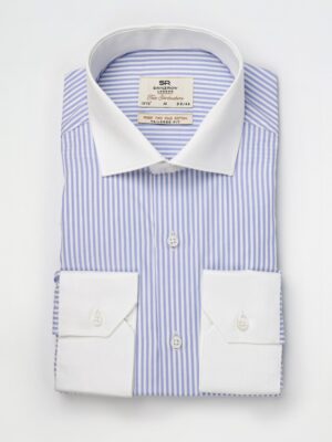 Chemise Ajustée rayé Col Blanc Poignet Blanc - Parme