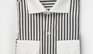 Chemise Ajustée rayé Col Blanc Poignet Blanc – Noir