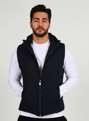 Gilet Matelassée Sport À Fermeture Éclair - Bleu Marine