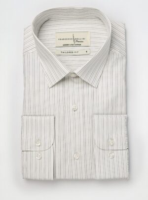Chemise Ajustée à Rayures Subtiles - Gris / Noir