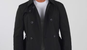 Trench-Coat Croisé Décontracté – Noir