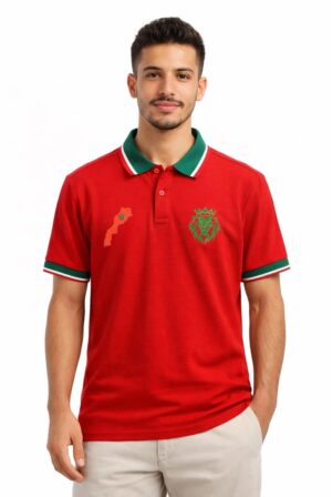 Polo Manches courtes à Col Vert Boutonné - Rouge