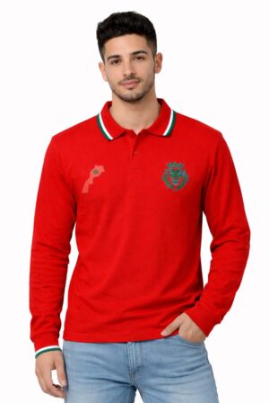 Polo Manches longues à Col Rouge Boutonné - Rouge