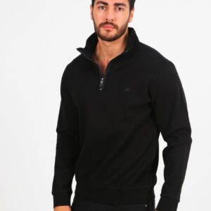 Sweatshirt Ajusté Col Chemisier - Noir