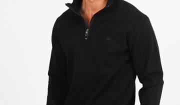Sweatshirt Ajusté Col Chemisier – Noir