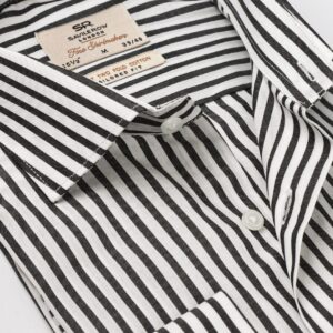 Chemise Ajustée À Rayures En Coton – Noir
