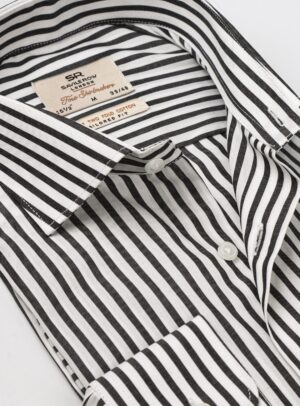Chemise Ajustée À Rayures En Coton – Noir
