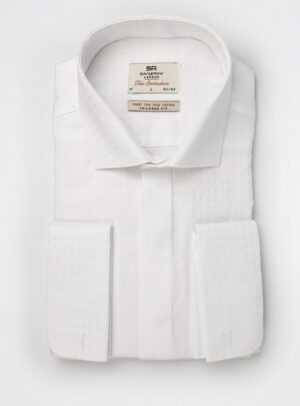 Chemise Ajustée Col Classique À Boutons Manchette – Blanc