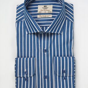 Chemise Ajustée À Rayures En Coton – Bleu Royale