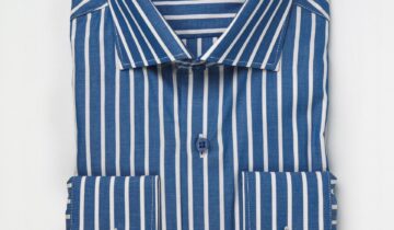 Chemise Ajustée À Rayures En Coton – Bleu Royale
