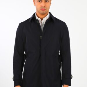 Trench-Coat Croisé à Boutons Cachets - Bleu Marine