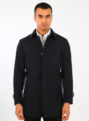 Trench-Coat Croisé à Boutons Cachets - Bleu Marine
