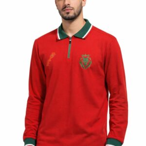 Polo Manches longues à Col Vert Zippé - Rouge