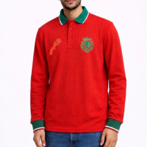 Polo Manches longues à Col Vert Boutonné - Rouge