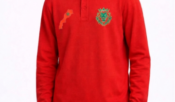 Polo Manches longues à Col Vert Boutonné – Rouge