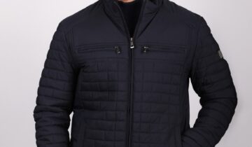Jacket Matelassée Col Biker – Bleu Marine