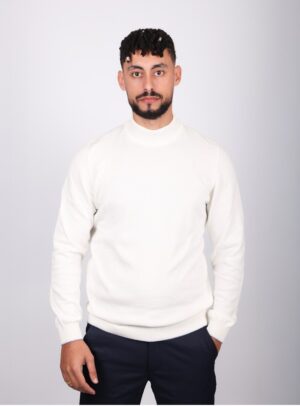 Pull Urbain à Col Cheminée - Blanc