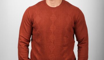 Pull à Col Rond Texturé – Brique