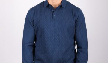 Pull Col Polo Boutonné Fantaisie – Indigo
