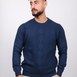 Pull à Col Rond Texturé - Indigo