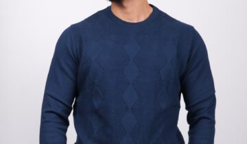 Pull à Col Rond Texturé – Indigo