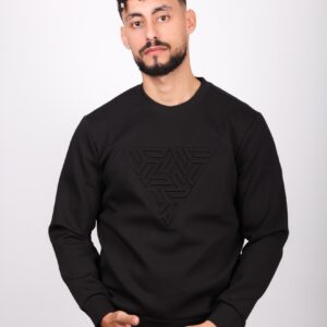 Sweatshirt Col Rond Imprimé - Noir