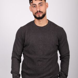 Pull à Col Rond Texturé - Anthracite