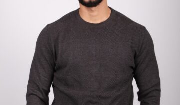Pull à Col Rond Texturé – Anthracite