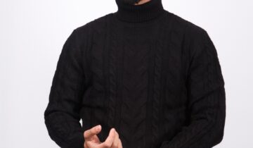 Pull à Col Roulé Torsadée – Noir