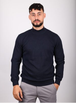 Pull Urbain à Col Cheminée - Bleu Marine