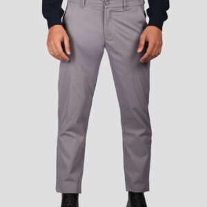 Pantalon Ajusté Toile En Coton - Gris