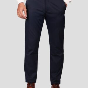 Pantalon Ajusté Toile En Coton - Bleu Marine