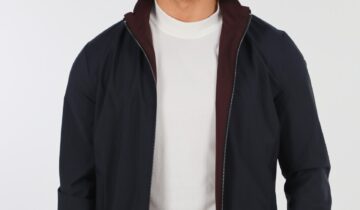 Blouson Réversible Col Mao – Marine / Bordeaux