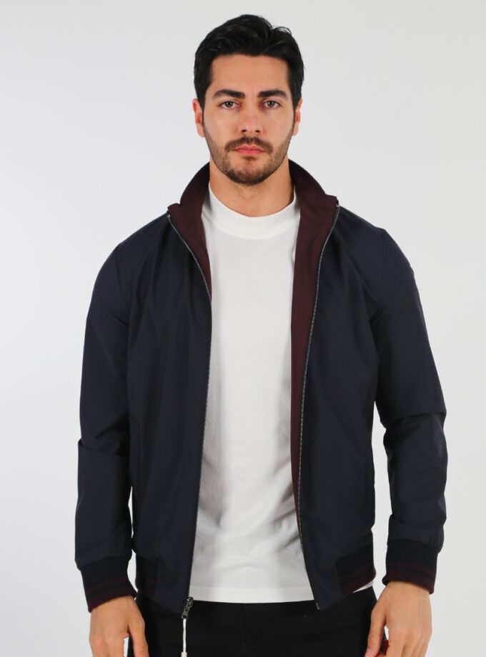 Blouson Réversible Col Mao - Marine / Bordeaux