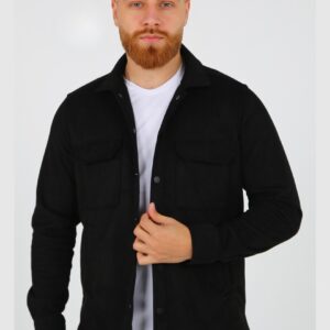 Surchemise Ajusté Aspect Daim - Noir
