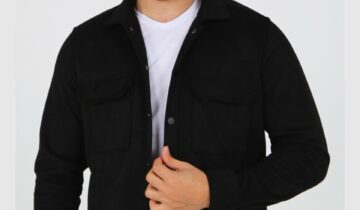 Surchemise Ajusté Aspect Daim – Noir