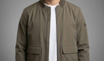 Blouson Bomber Minimaliste – Vert Olive