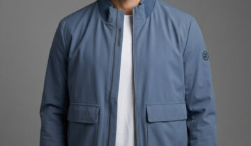 Blouson Bomber Minimaliste – Bleu Acier