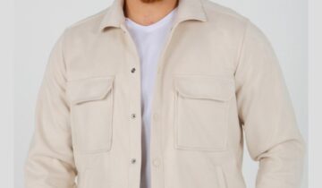 Surchemise Ajusté Aspect Daim – Beige