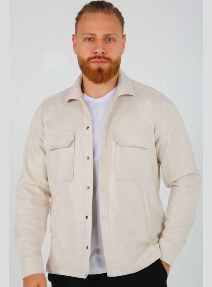 Surchemise Ajusté Aspect Daim - Beige