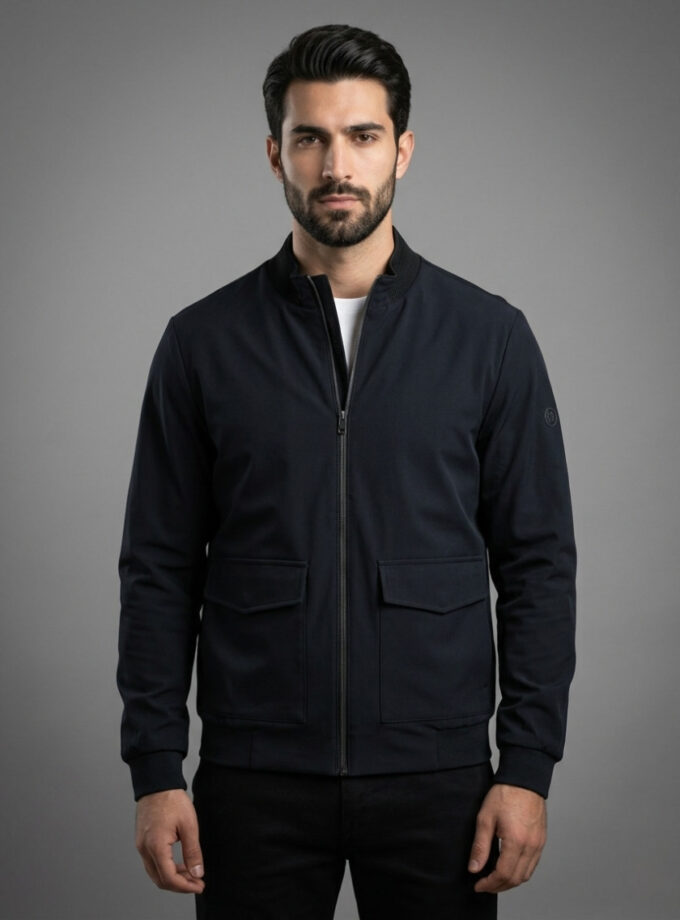 Blouson Bomber Minimaliste – Noir
